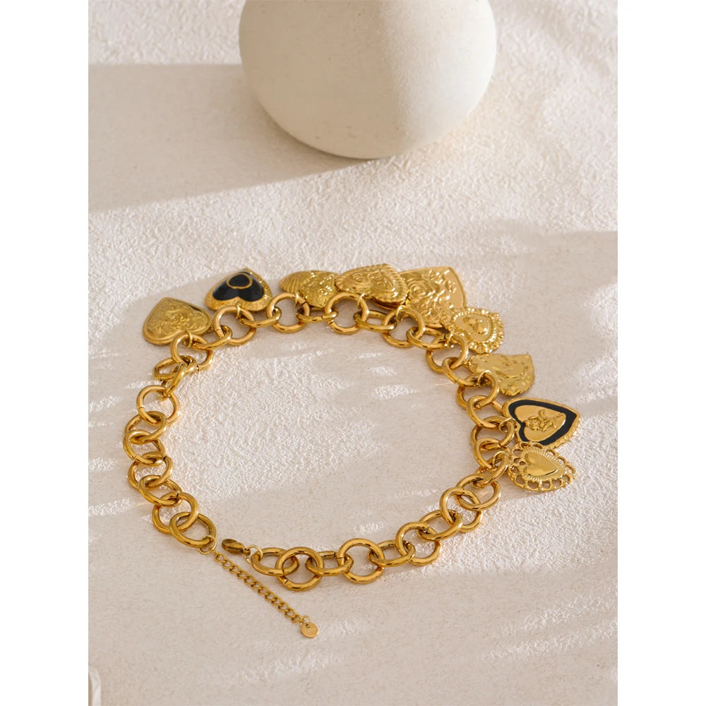 Colar Pingentes Coração Banhado em Ouro 18K