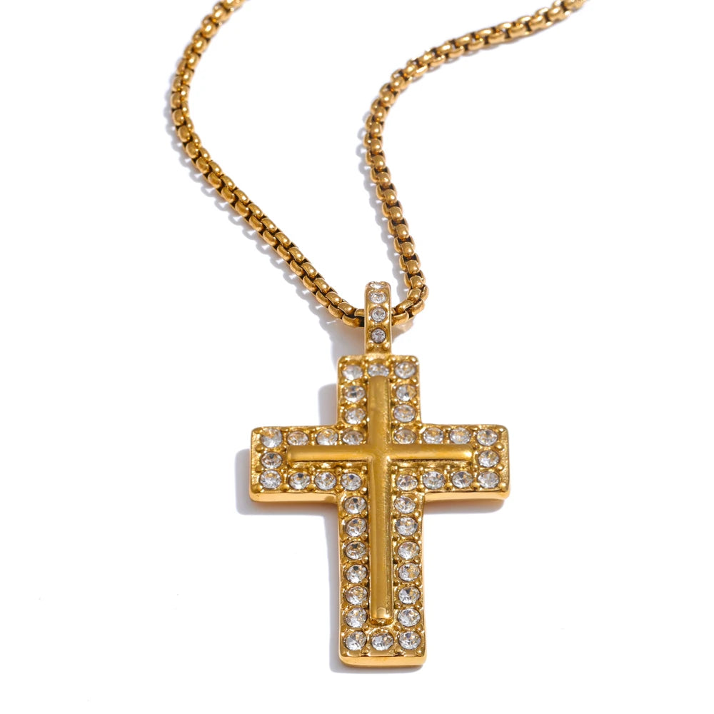 Colar Cruz Zircônia Banhado em Ouro 18K