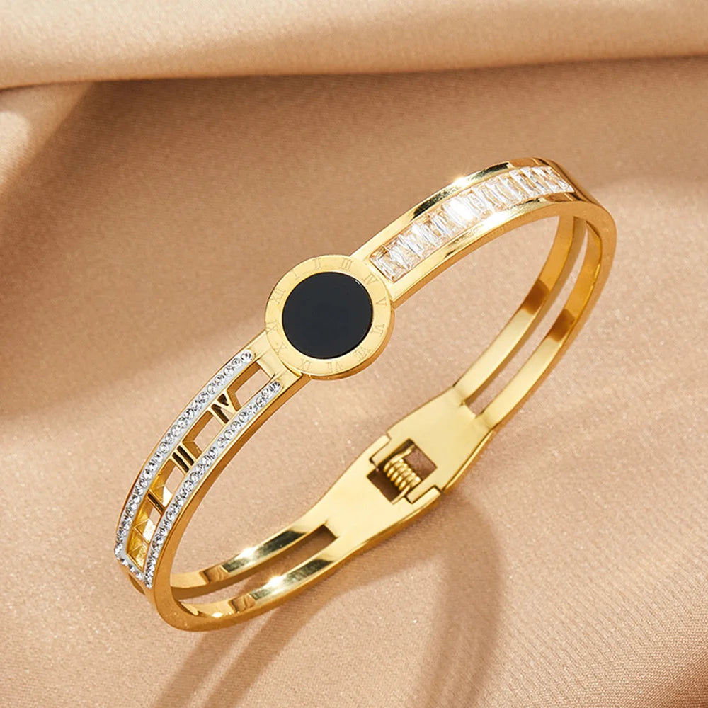 Bracelete Algarismo Romano Banhado em Ouro 18K