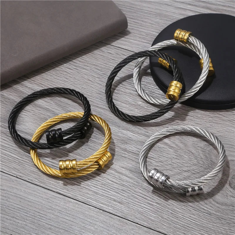 Pulseira Torcida Masculina Banhado em Ouro 18K