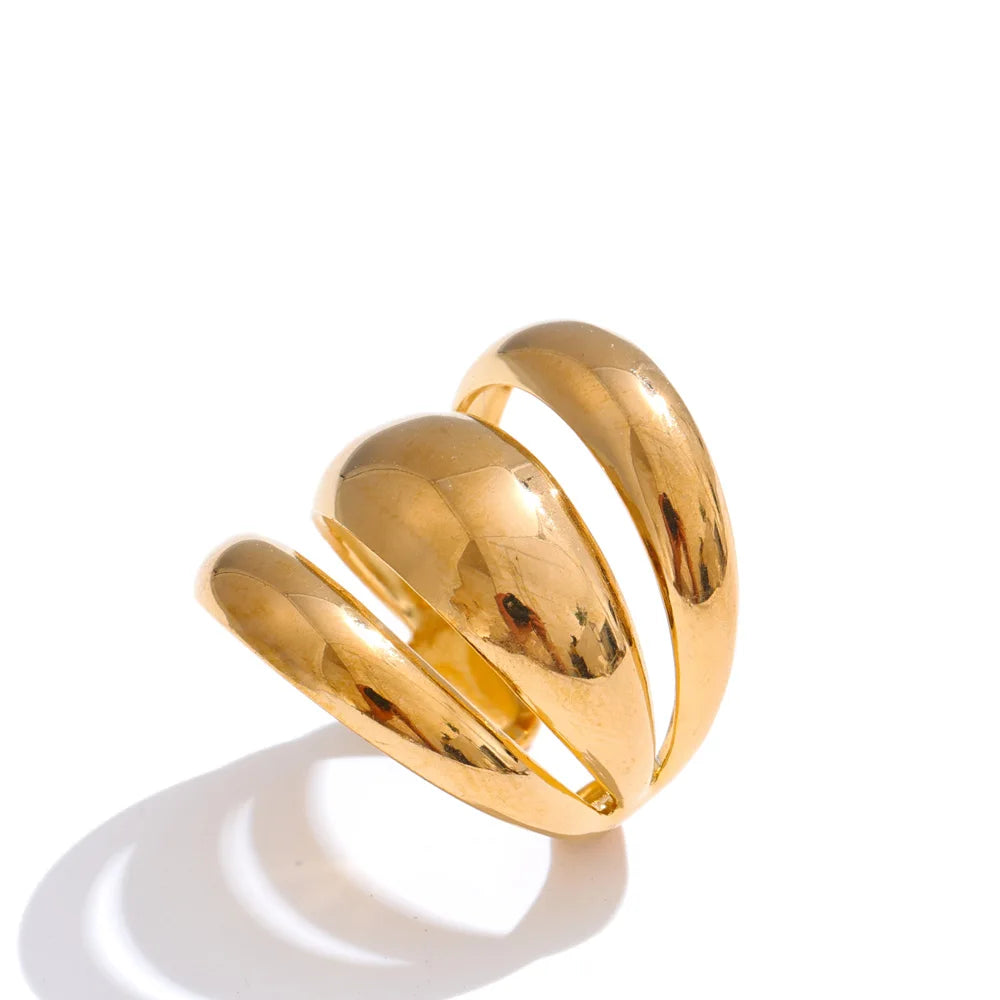 Anel Aura Regulável Banhado em Ouro 18K