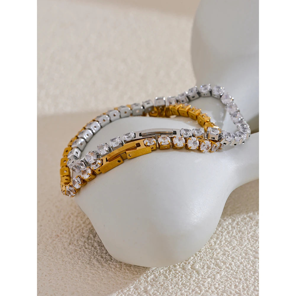 Pulseira Zircônia 4mm Banhado em Ouro 18K
