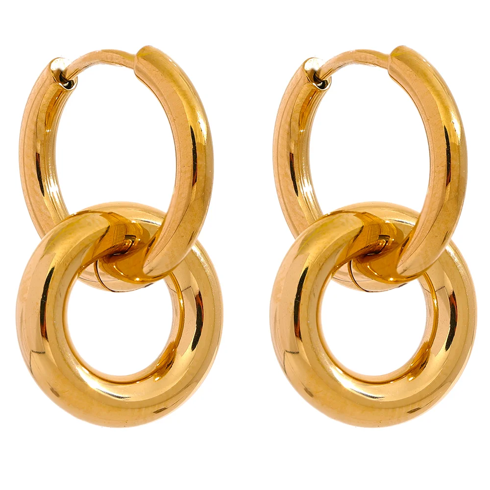 Brinco Argola Dupla Banhado em Ouro 18K