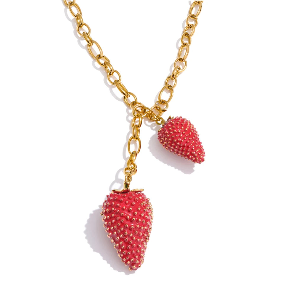 Colar Morangos Banhado em Ouro 18K