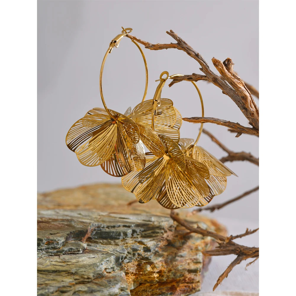Brinco Argola Flower Banhado em Ouro 18K
