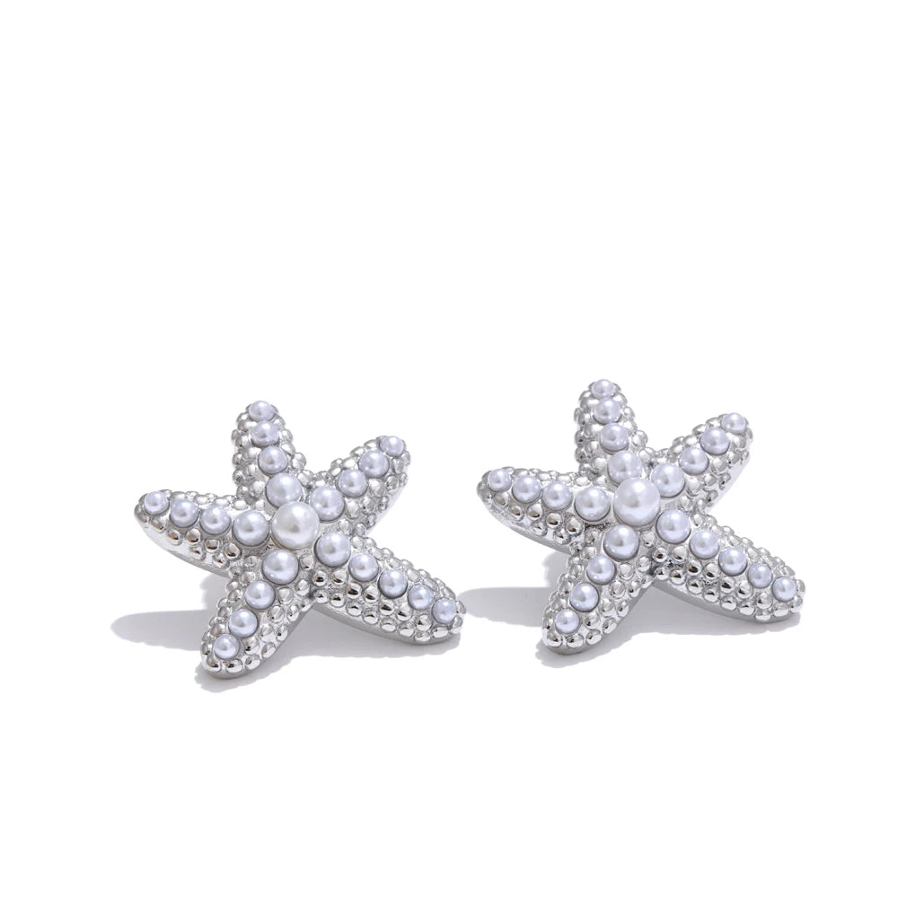 Brinco Estrela Perolada Banhado em Ouro 18K