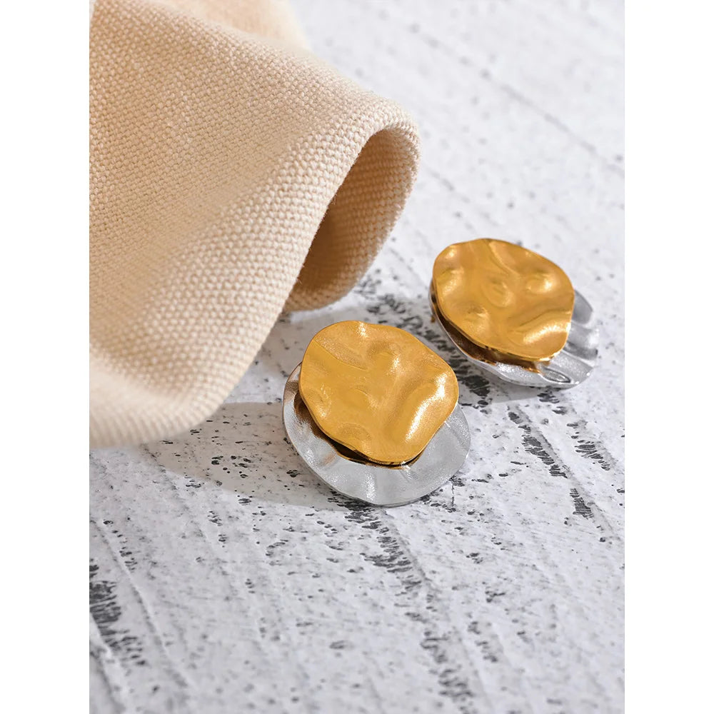 Brinco Chapeado Duplo Banhado em Ouro 18K