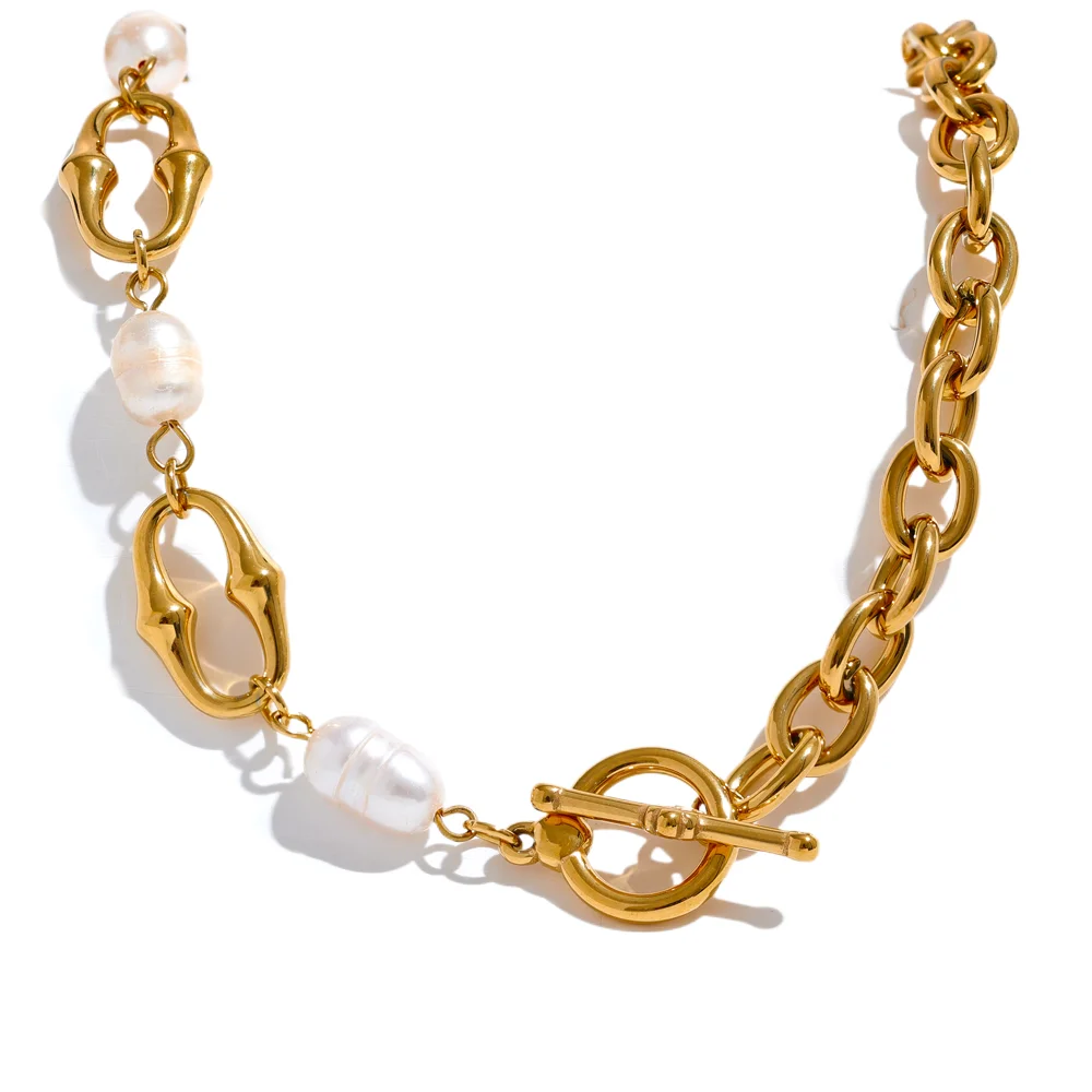 Pulseira Elos com Pérolas Banhado em Ouro 18K