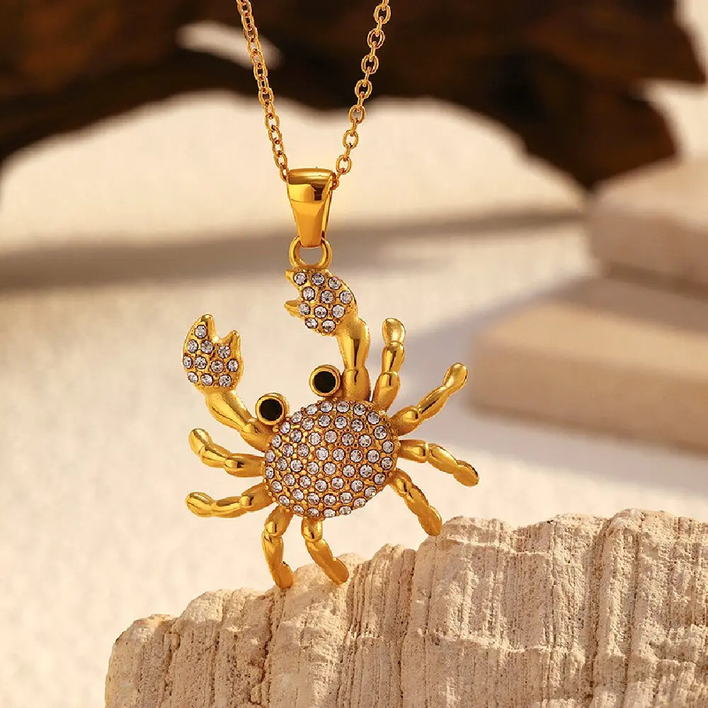 Colar Caranguejo Banhado em Ouro 18K