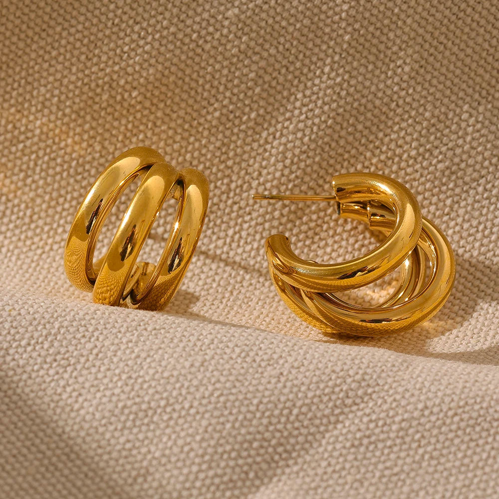 Brinco Argolas Entrelaçadas Banhado em Ouro 18K