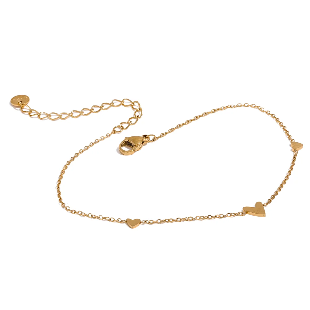 Tornozeleira Hearts Banhado em Ouro 18K