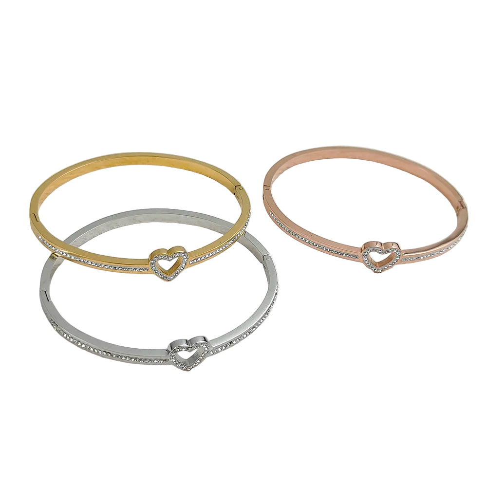 Bracelete Coração Zircônias Banhado em Ouro 18K